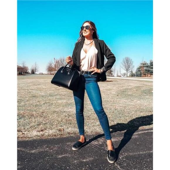 Womens Notched Lapel Pockets Button Work Office Blazer Jacket Suit - Picture 5 of 7